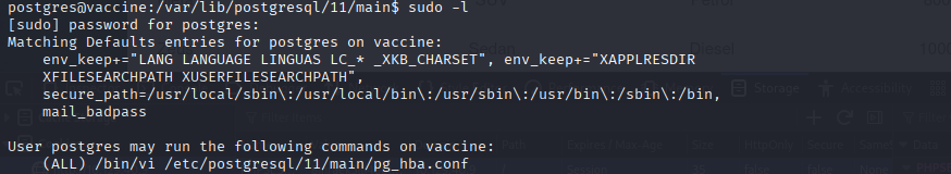 HTB vaccine sudo